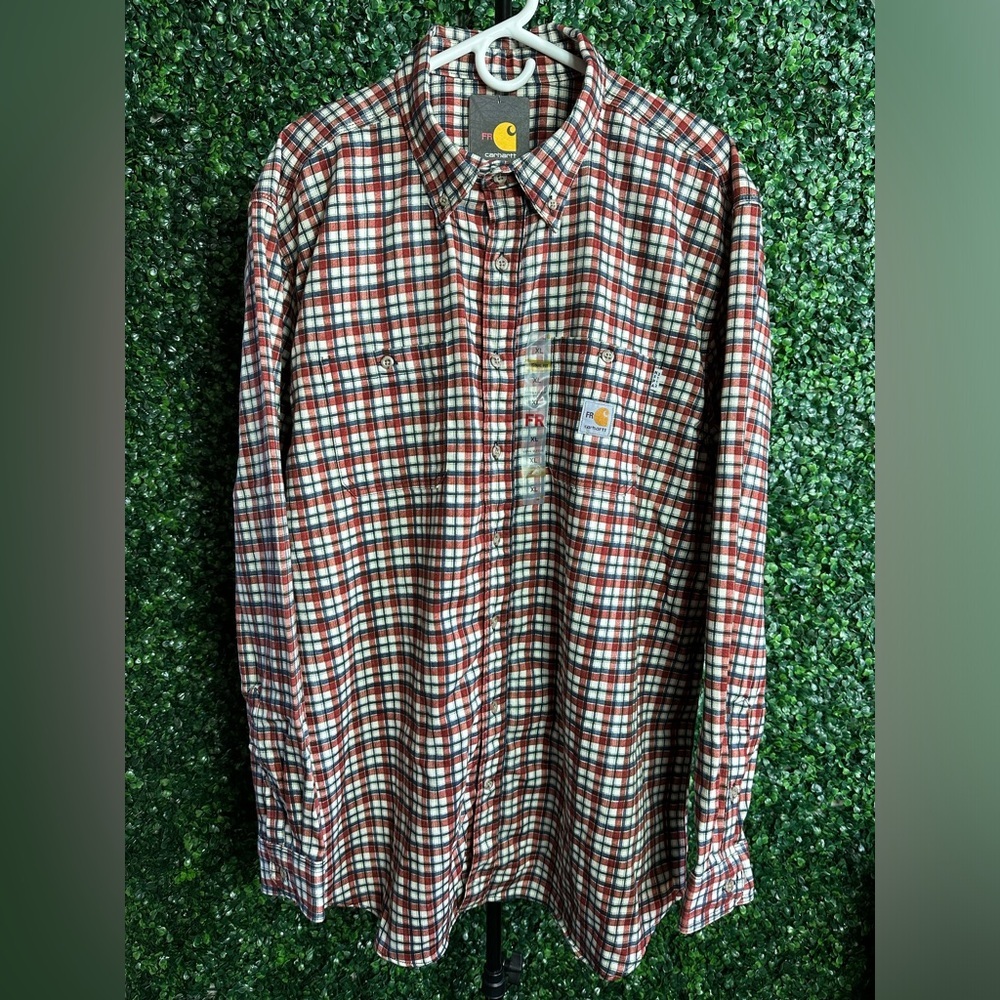 NWT Men’s Carhartt Flame Resistant Long Sleeve Button Up Work Shirt